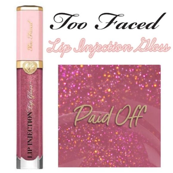 Too Faced Lip Injection Plumping Lip Gloss  -Paid Off (Pink Holographic Glitter) - Picture 1 of 14